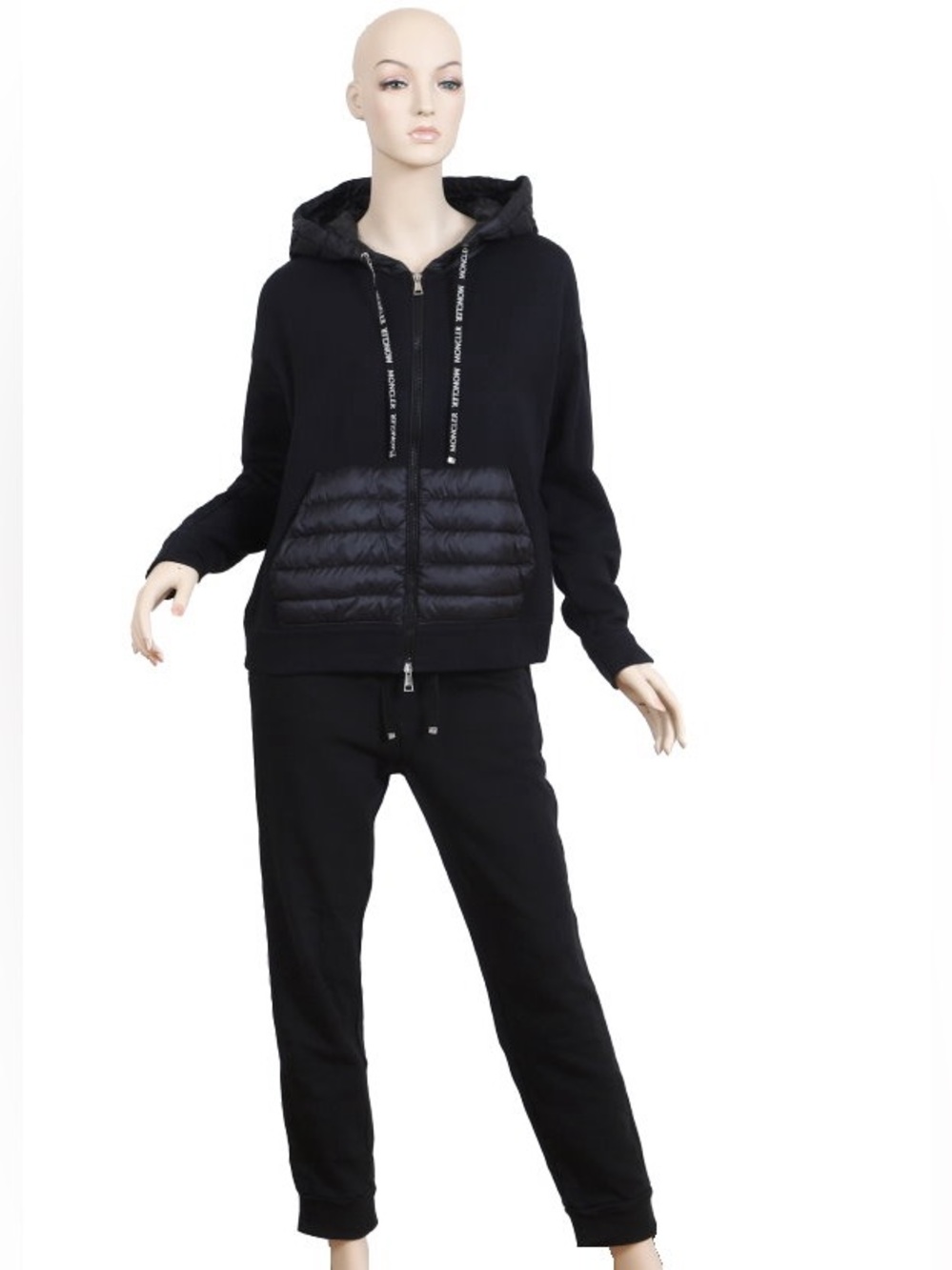 Moncler Black Quilted-Front Hoodie & Joggers Set Medium